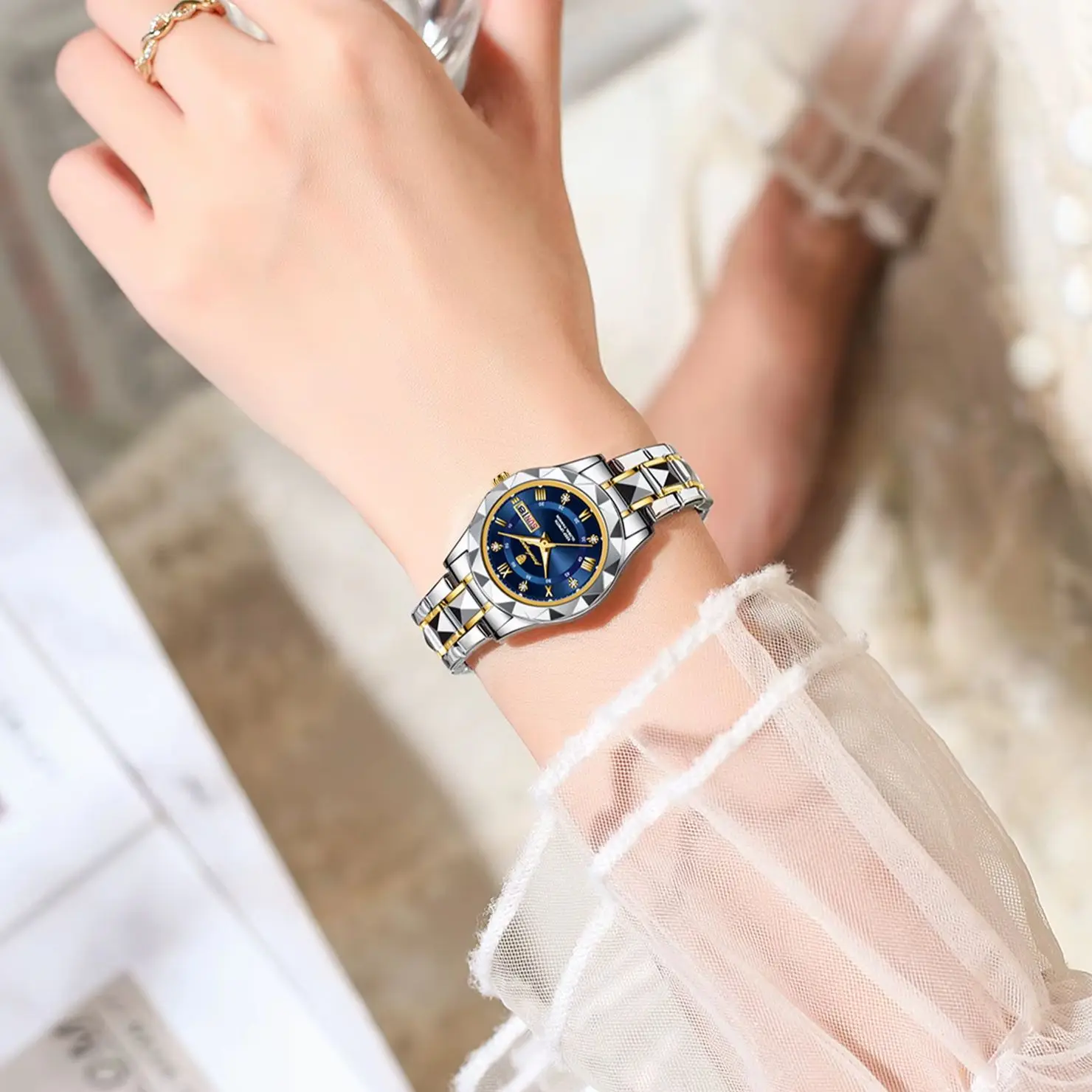 POEDAGAR Luxury Elegant Women Watch Luminous Waterproof Week Date Woman Wristwatch Stainless Steel Quartz Fashion Ladies Watches 6