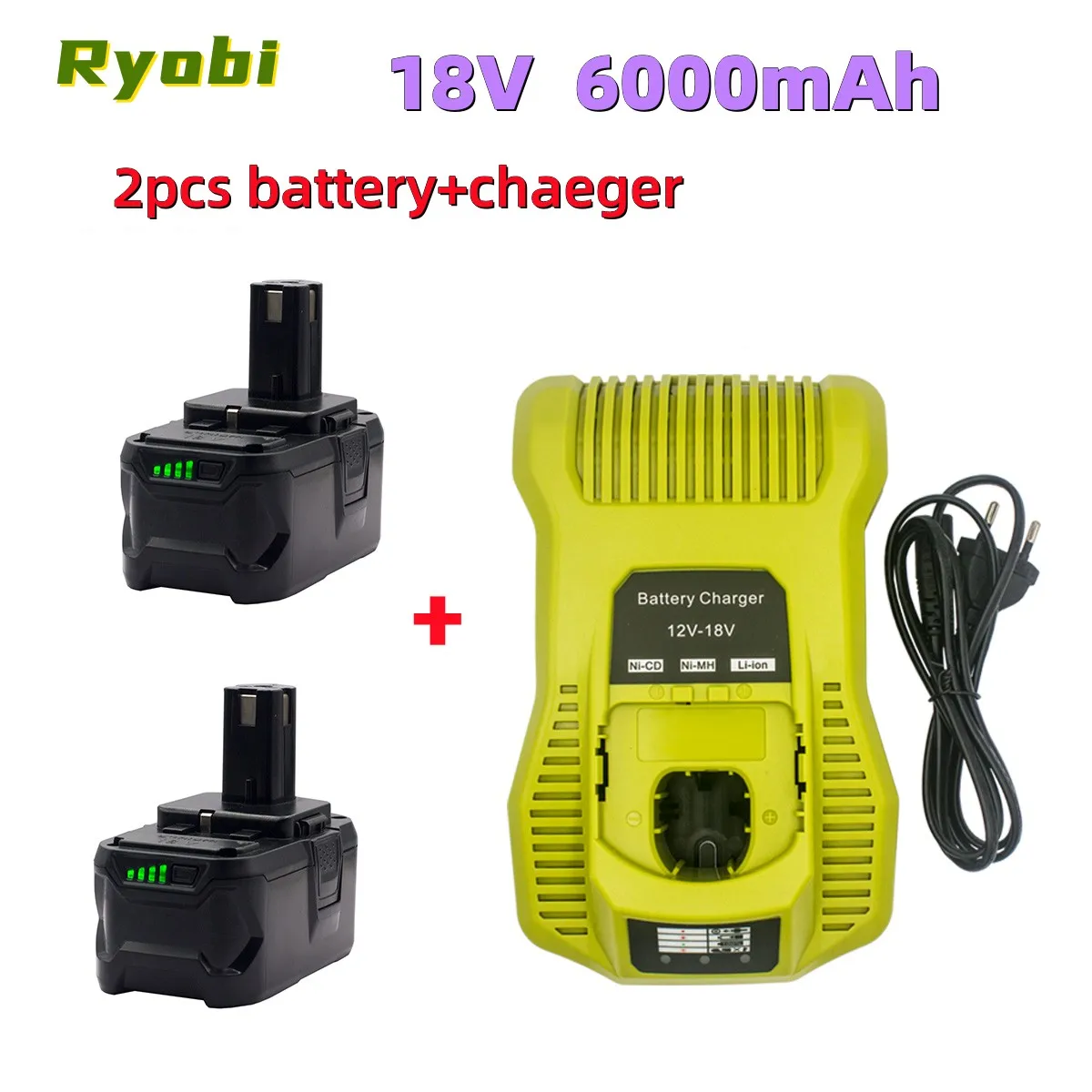 

Сменный беспроводной Электроинструмент Ryobi ONE18V BPL1820 P108 P109 P106 RB18L50 RB18L40 литий-ионный Аккумулятор 6000 мАч