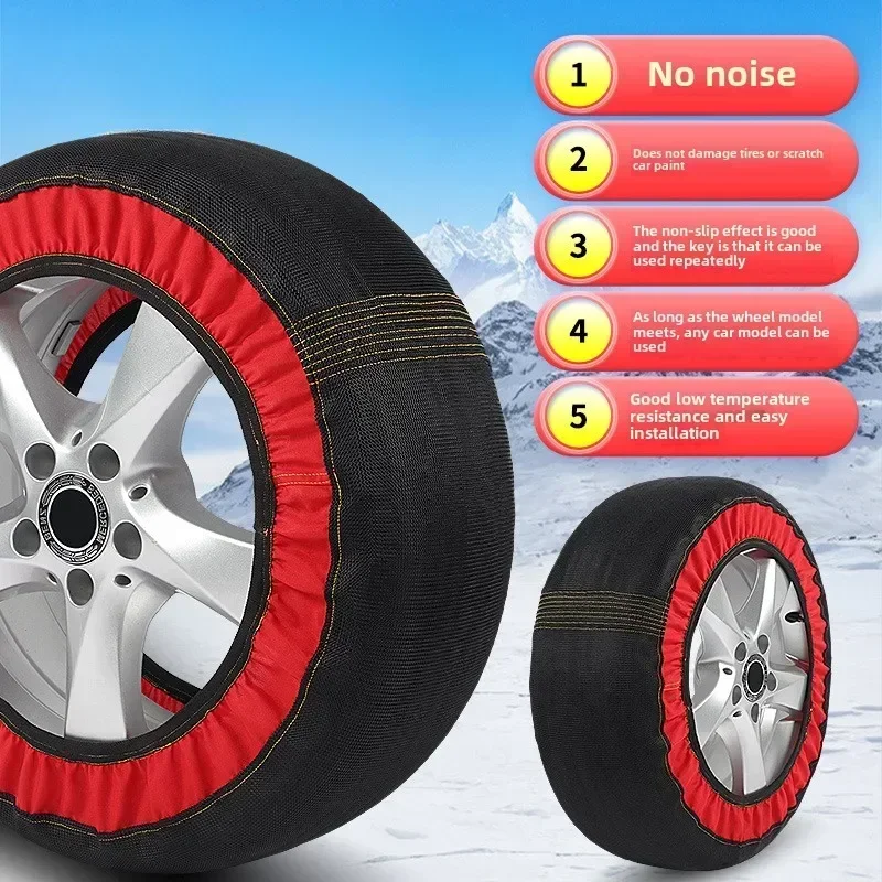 2pcs Snow Socks For Tires Traction Car Device Tire Chains Socks Grip Snow Chain Alternative Traction Device For Cars Auto RVs