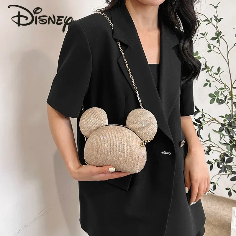 MINISO Mickey New Women's Crossbody Bag Fashionable High Quality Women's Dinner Bag Premium Multi Functional Chain Women's Bag