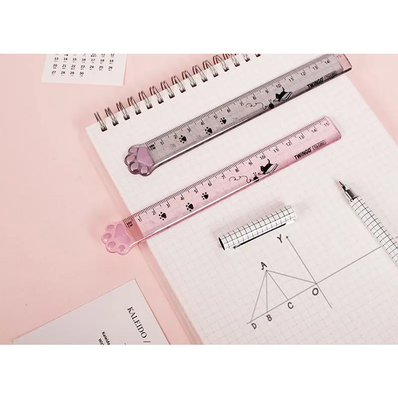15cm Ruler Cute Cat Paw Plastic Straight Rulers Kawaii School Office Supplies Planner Accessories Student Prize Drawing tools straight ruler cats paw ruler plastic ruler drawing ruler