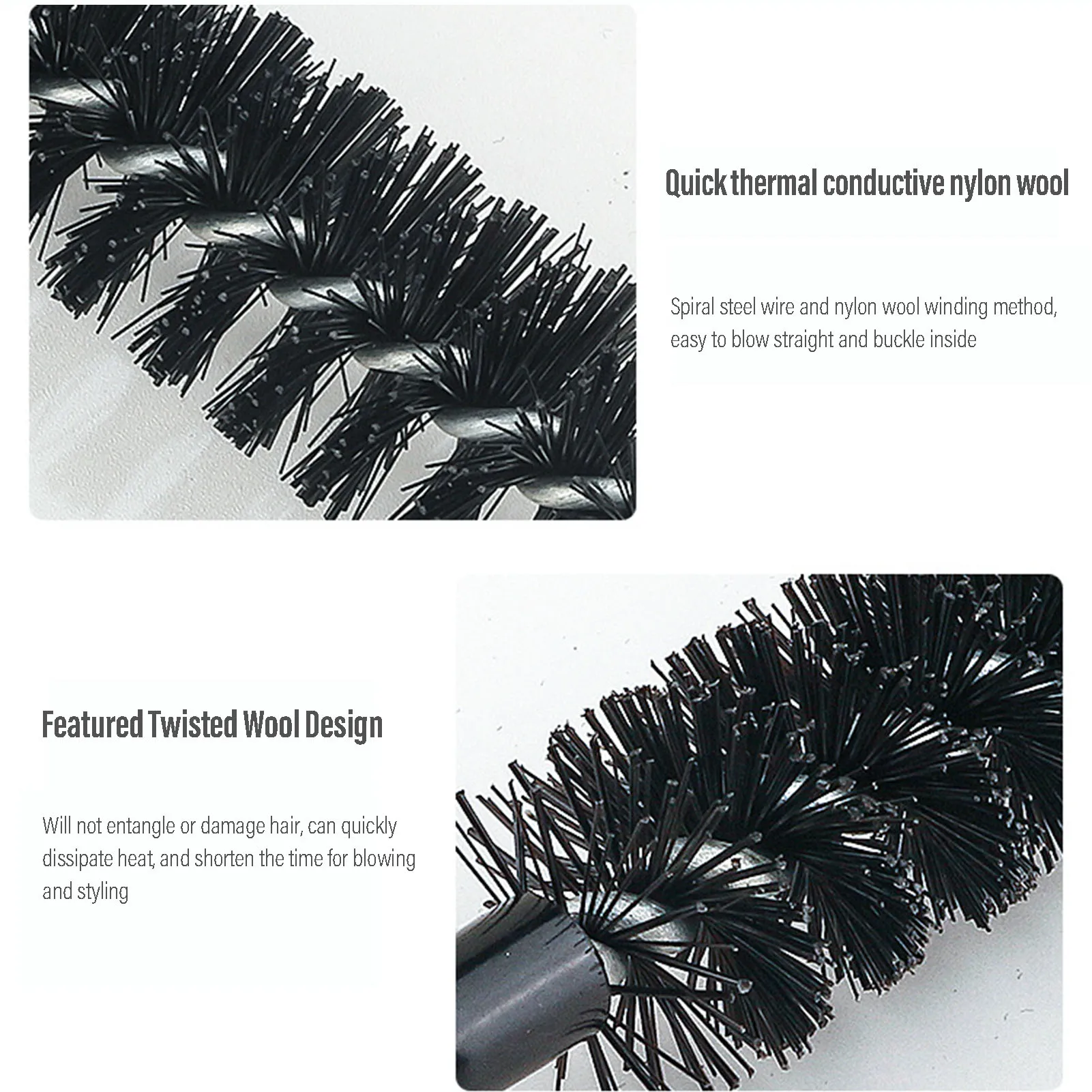 Small Round Hair Brush Wooden Handle Mini Round Hair Styling Brush for Short Hair Blow Drying 3
