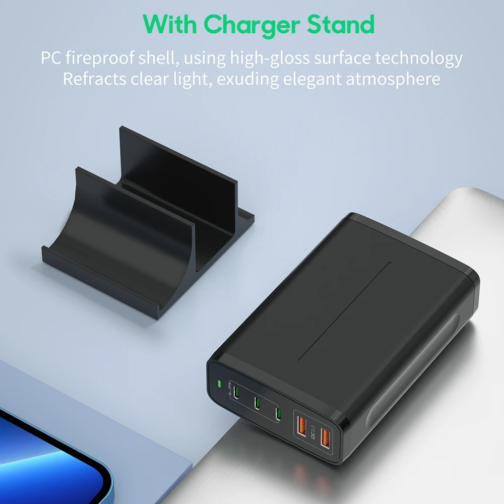 Ubigbuy 245W USB C Power Adapter GaN III 140W PD3.1 Type C Charger 5-Port Fast Charging Station for MacBook iPhone Samsung Phone