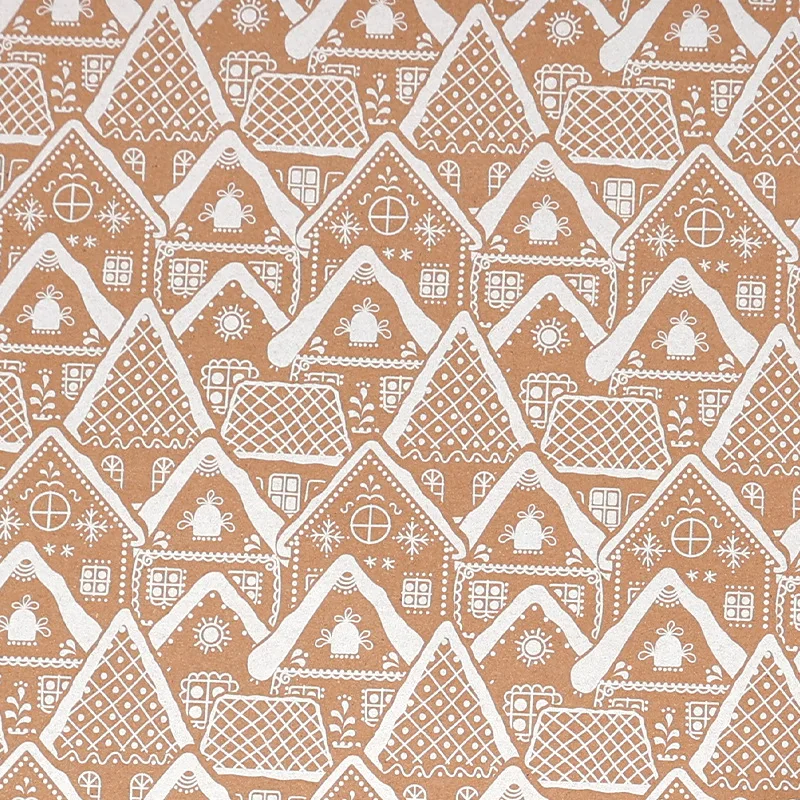 נייר עטיפת חג המולד בגודל גדול - חום וינטאג', קצה מפונפן, מעטפת מתנה אלגנטית לחתונה ולחג המולד, טקסטורה חלקה