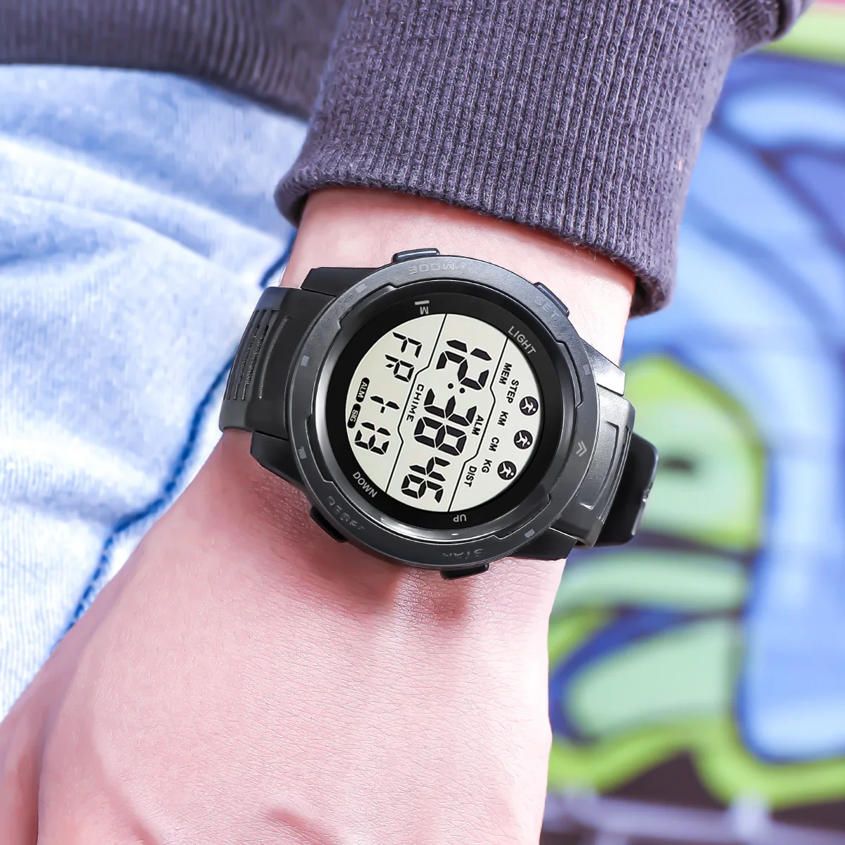 Orologio Uomo Militare Digitale Quadrato | LED, Cronometro, Sveglia, Impermeabile 5 ATM, Cinturino Silicone