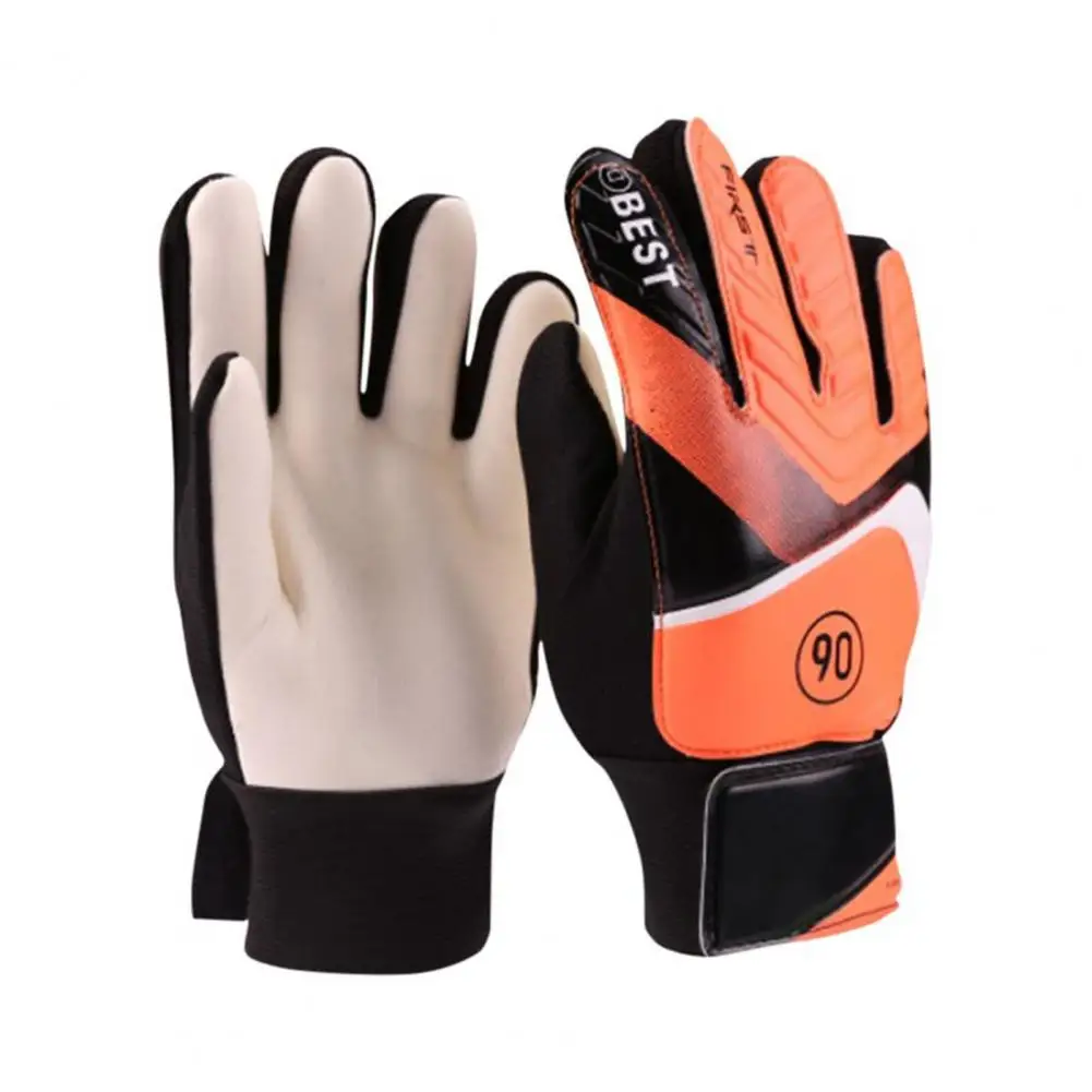 1 Pair Goalkeeper Gloves Anti Slip Palm Design Soccer Goalie Gloves Super Grip Finger Children Football