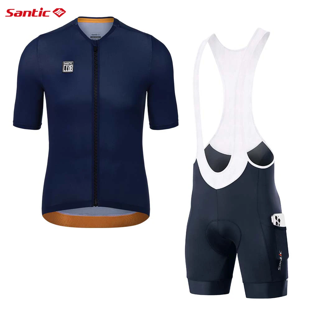 Santic 2025 Cycling Set for Men Summer Short Sleeve MTB Cycling Jersey Padded Bib Shorts Quick Dry Breathable Bicycle Clothing 5