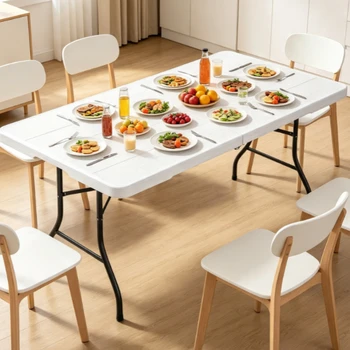 Tavolo pieghevole, tavolo per casa/esterni, tavolo lungo, scrivania per casa, tavolo portatile, adatto a molteplici scenari