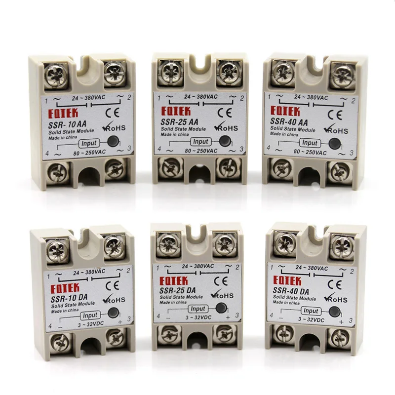단상 솔리드 스테이트 릴레이, SSR 10-40DA DC 제어, AC 3-32V 입력, 24-380V 10-40AA 출력, AC 제어, AC 고품질 릴레이 베이스