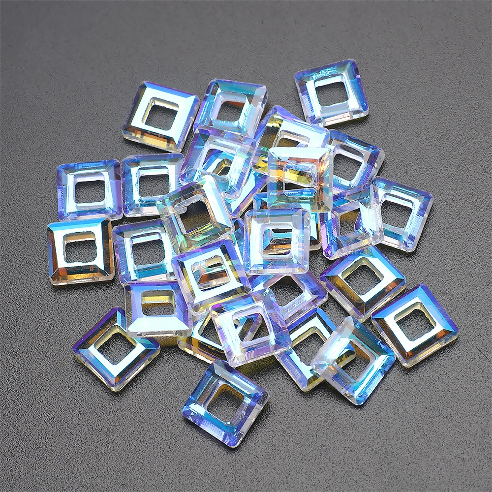 10 Pz 13mm Quadrato Sfaccettato Foro Diagonale Cristallo Di Vetro - Foto 12