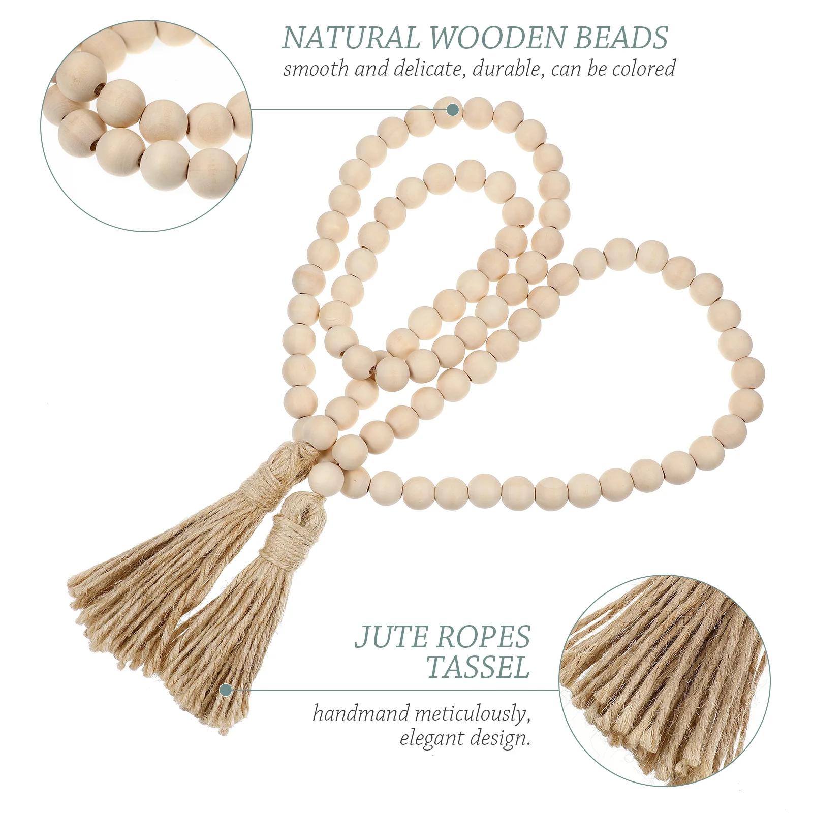 

Home Decoration Farmhouse Beads Tassel Hanging Wooden Pendant Household Accessory