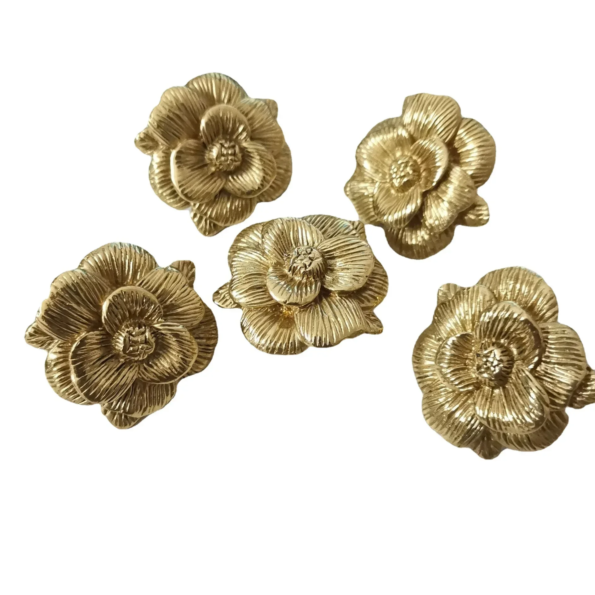 Retro Brass Rose Flower Drawer Cabinet Door Handle Wardrobe Tea Caddy Jewelry Box Knob Decor Pulls Furniture Handle Hardware