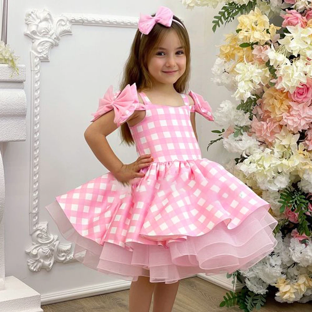 Hot Movie Barbi Girls Costume per bambini Cosplay Pink Plaid Dress