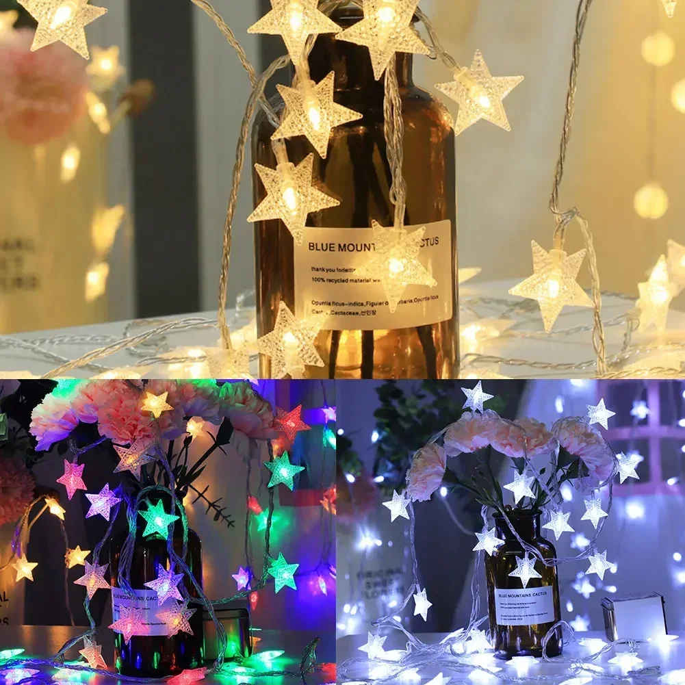 LED Star String Lights, Battery & USB Powered, 1.5m/3m – Perfect for Christmas, Weddings, Parties, and Home Decor