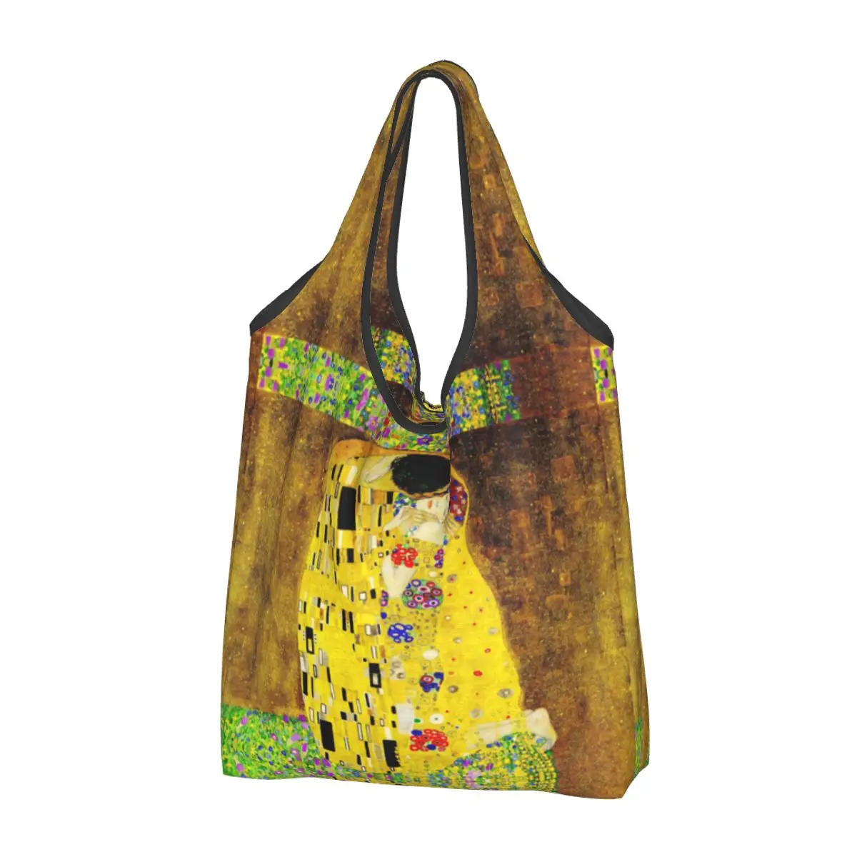 

The Kiss By Gustav Klimt Grocery Tote Shopping Bag Women Cute Liebespaar Painting Shopper Shoulder Bag Large Capacity Handbag