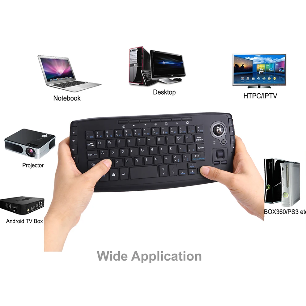 Jomaa Portable USB Wireless Trackball Keyboard with Trackball and Scroll Wheel Mini USB Keyboard for Laptop TV Box