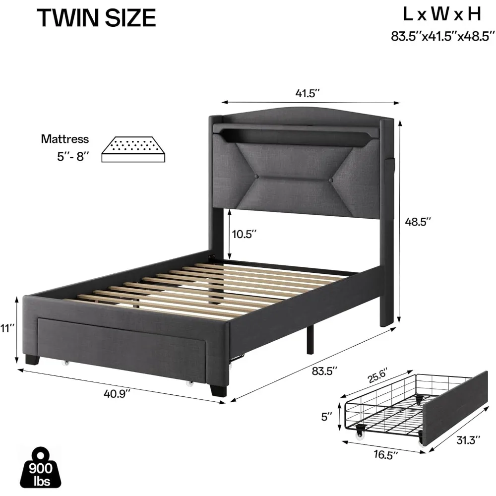 Twin size bed frame with storage 2