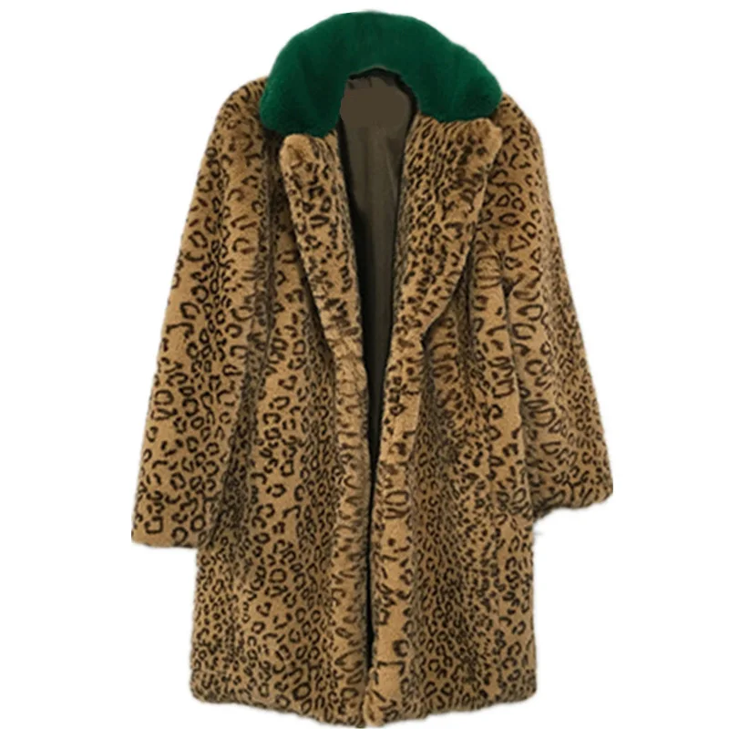 parka jacket 2020 New Women Winter Warm Faux Fur Coat Women Loose Style Leopard Coat Turn Down Collar Women Warm Coat Casaco Feminino hooded puffer jacket Coats & Jackets