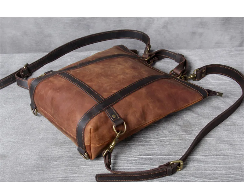 Pndme Vintage verrückte Pferd Rindsleder Männer Frauen Rucksack Reisen natürliche Echt leder multifunktion ale Bagpack Arbeit Laptop Bücher tasche – Detail 28