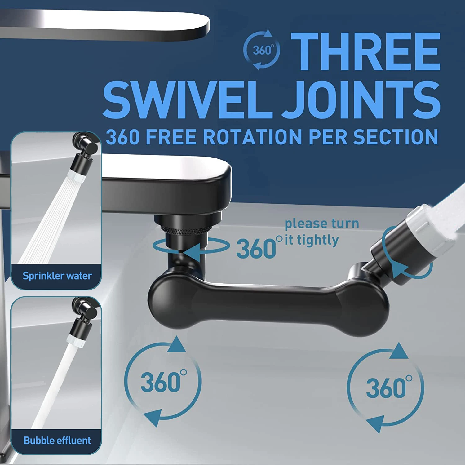 2Modes1080DegreeRotatableExtensionFaucetSprayerHeadUniversalBathroomTapExtend
