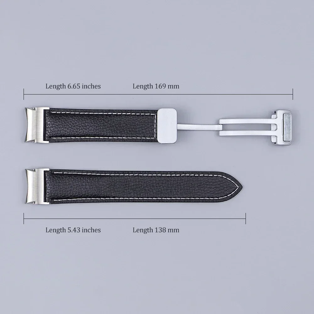 Premium No-Gaps Leather Band with Magnetic Buckle Strap