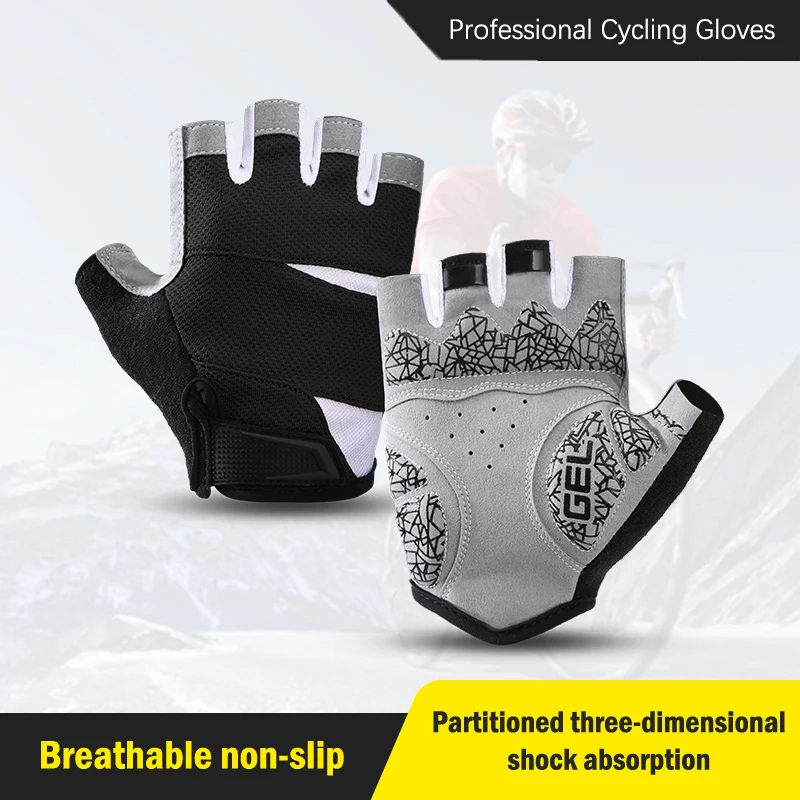 

Half Finger Cycling Gloves Outdoor Sports Anti-slip Shock Absorbent Breathable Wear Resistant Cycling Fitness Gloves