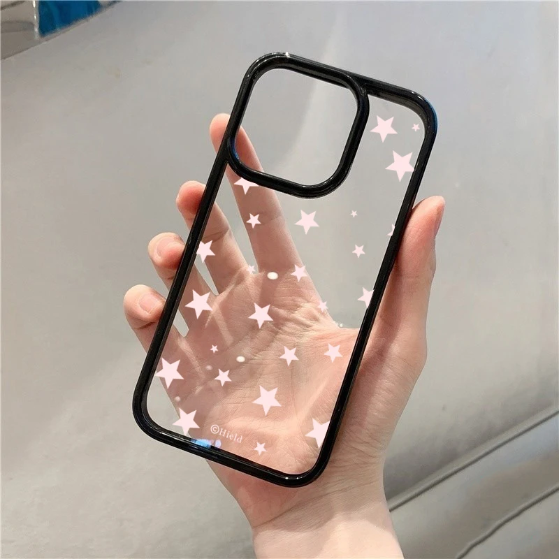 Transparent Pink Star Phone Case - Cute Design Cover