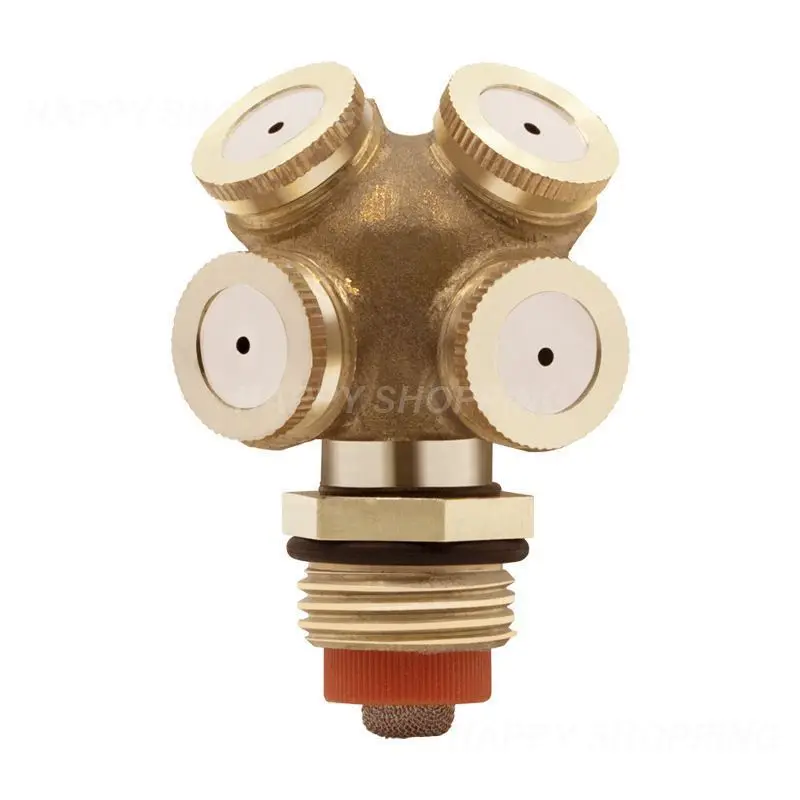 

Brass Nozzle Garden Mist Sprinkler Copper Misting Cooling System Irrigation 1/2" Thread 2/3/4 Arm Sprayer Fog Watering Tool