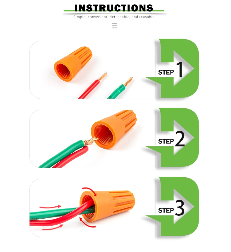 50 Stück schnelle Drahtverbinder P1 P2 P3 P4 P6 elektrisch isolierte Twist-Crimp-Anschluss AWG22-10 Mutter Federendkappe rotierendes Spleißen – Detail 8