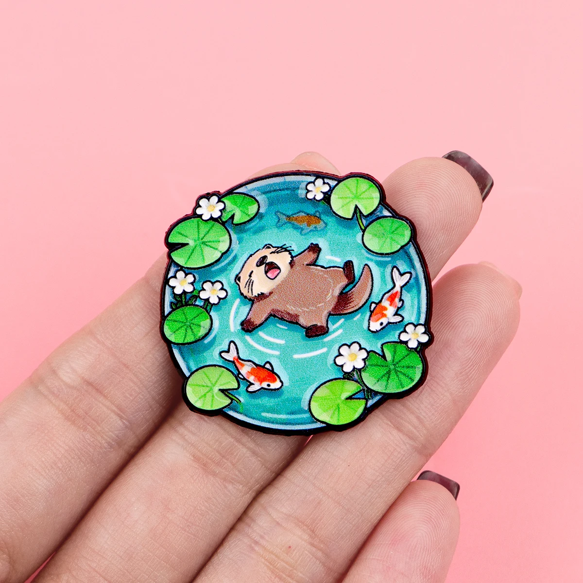 Charming Otter Enamel Pin – Whimsical Animal Brooch for Clothing Accessories and Gifts