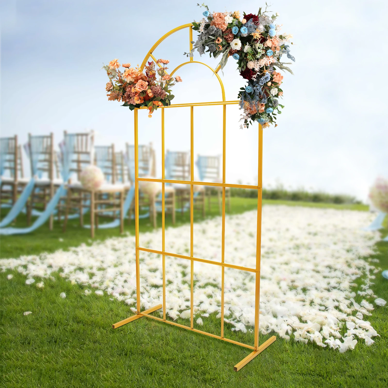 Gold Wedding Arch Backdrop Decoration Support Stand