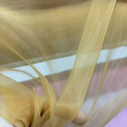 Elegant Purple Matte Organza Bridal Fabric - 150cm Wide Sheer Material for Gowns and Wedding Decor (Gold)