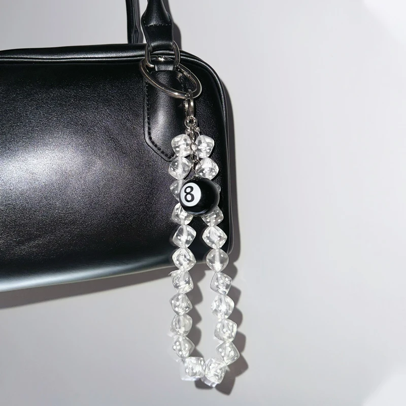 小物 Y2K Dice chain Y2K White Dice Game Machine Keychain Punk Charm Billiards 8