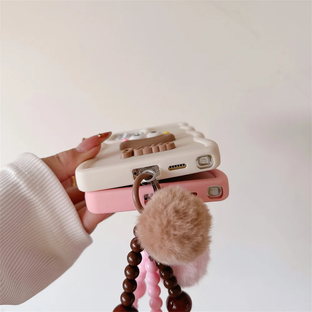 Cute Cartoon Wrist Chain Wave Lanyard Phone Case Cover