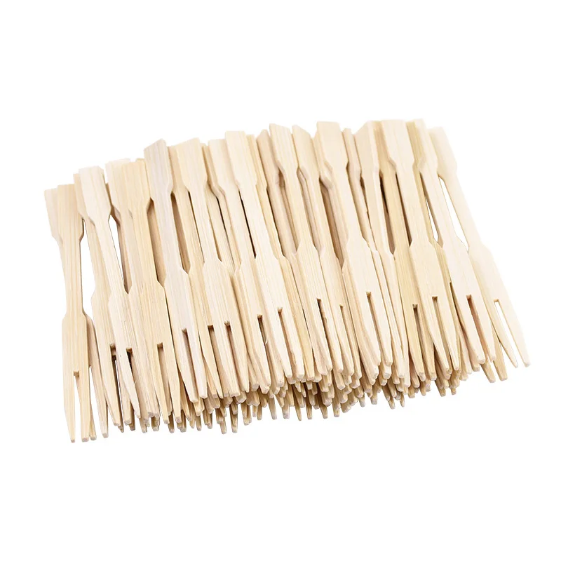 100pcs Mini Bamboo Forks Cocktail Fruit Forks Appetizer Small Forks for Disposable Food Picks Party Charcuterie Accessories