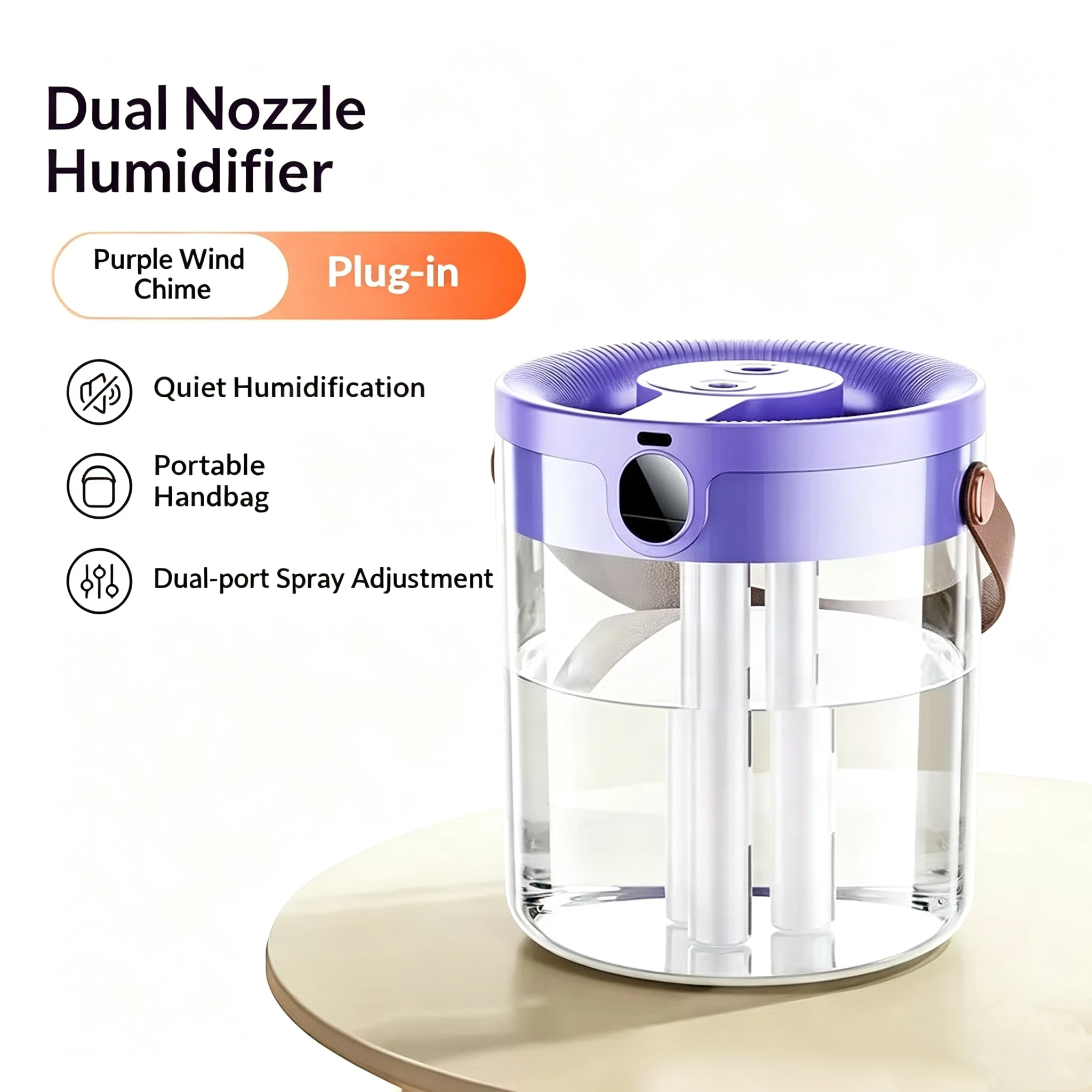Humidificateur portable à 3 jets, mini humidificateur silencieux de grande capacité, purificateur d'air de bureau, atomiseur pour la maison, le bureau et la chambre