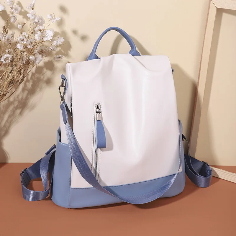 Women's Backpack PU Soft Leather Texture Backpack Fashion Student School Casual Large Capacity Anti-theft Travel Bag