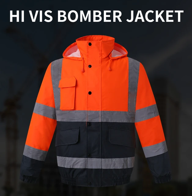 Giacca Hi Vis Impermeabile Giacca Bomber Alta Visibilità Pyramex - Impermeabile, Isolante, Riflettente Per Lavori Stradali O All'Aperto Giacca Sicurezza Invernale - Foto 7