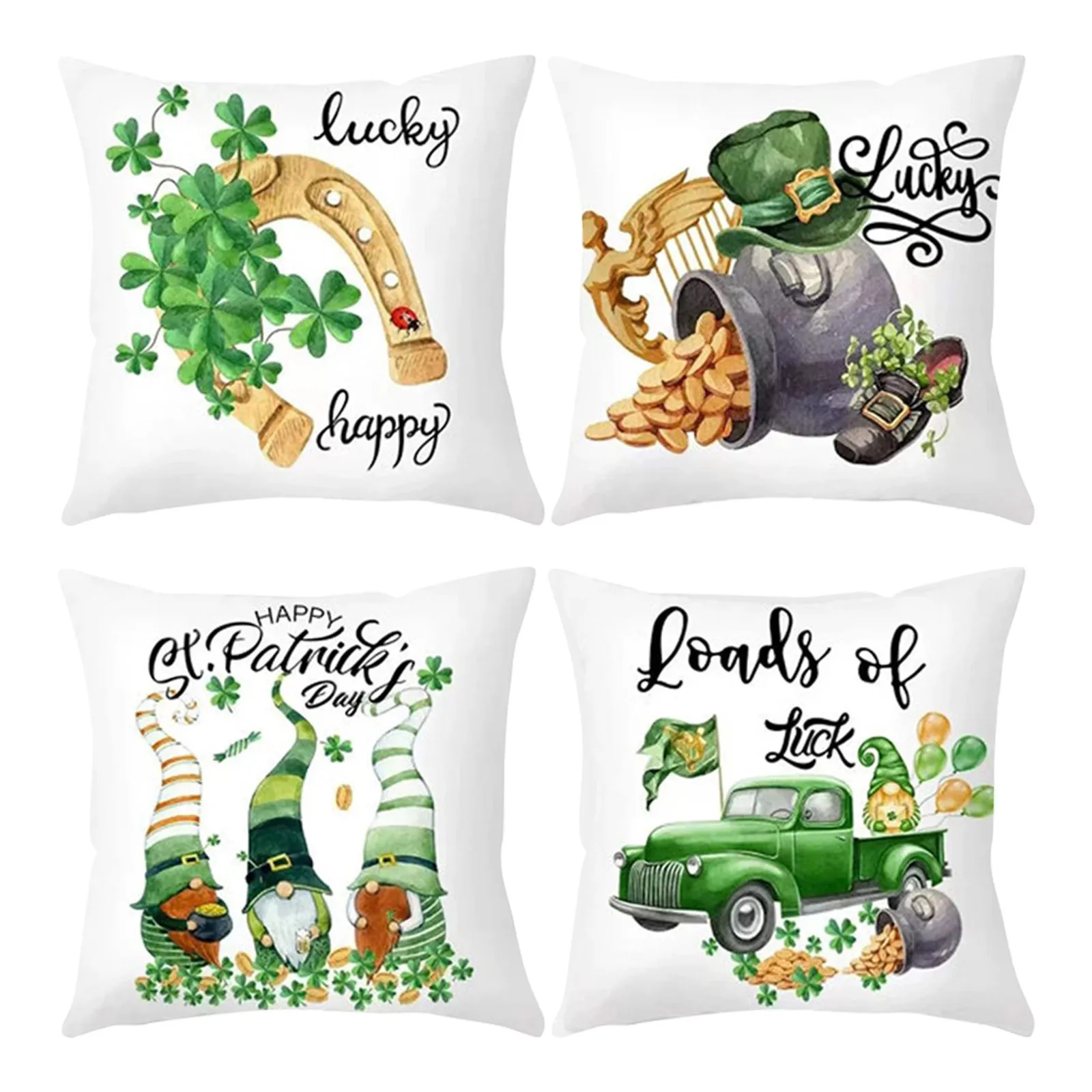 

4pcs St Patricks Day Pillow Covers 18x18 Inch Linen Throw Pillowcases For For Couch Holiday Home Decorations