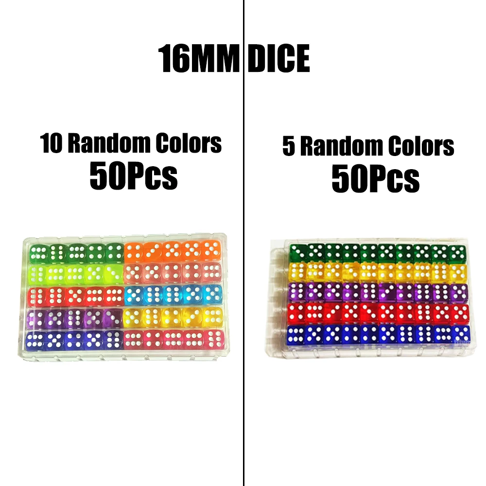50PCS/Set 6 Sided Acrylic Dice For Table Board Games