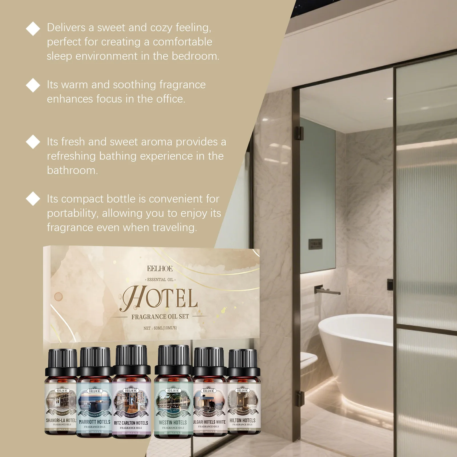 10ml Hotel Fragrance Oils Premium Essential Oil for Diffuser Scented Oil Gift Set Nature Plant Making 6 Flavors