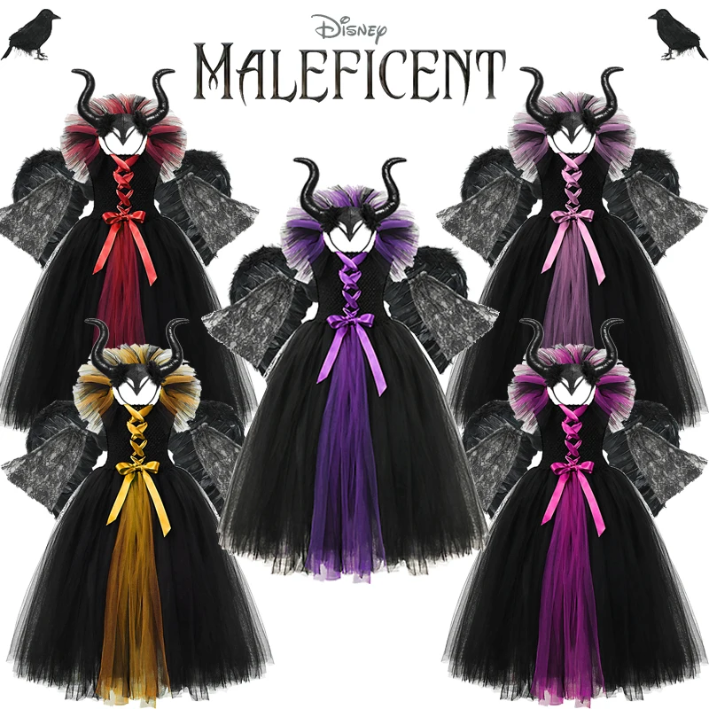 2023 Costume Di Halloween Disney Costumi Maleficent Vestito Maleficent Per Ragazze Halloween Cosplay Bambini Crow Wand Party Abbigliamento
