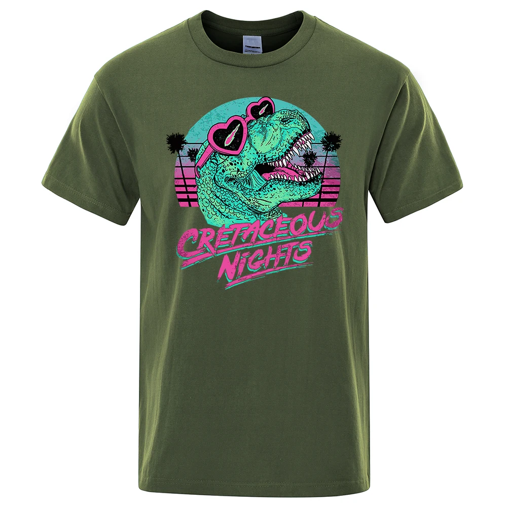 Crétacé nuits lunettes de soleil dinosaure Cool hommes t-shirts en vrac été t-shirt rue t-shirt vêtements coton de haute qualité_voghion.com