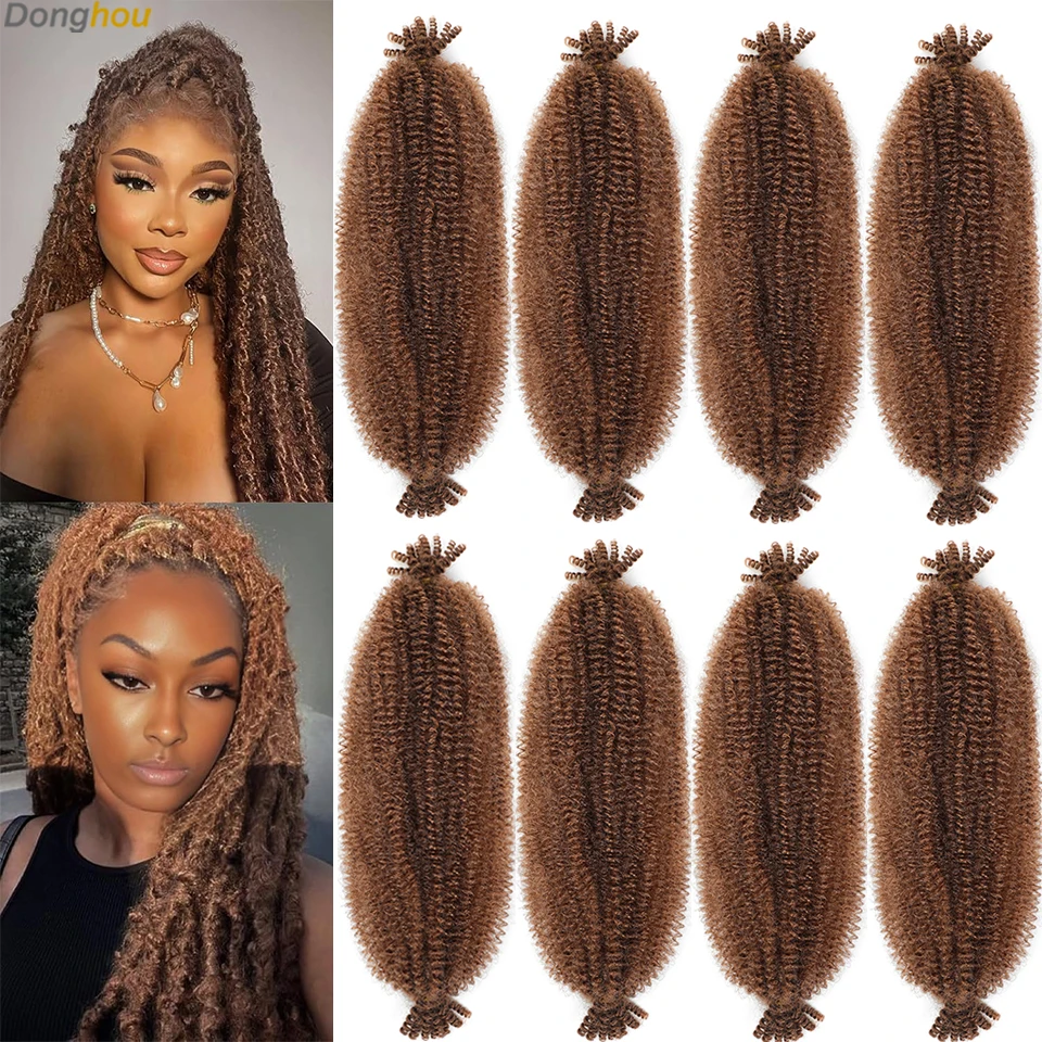 New Springy Afro Twist Hair 24 16 12 Inches Ombre Brown Afro Kinky Twist Hair Extension For Boho Braids Soft Locs Crochet Braids 1