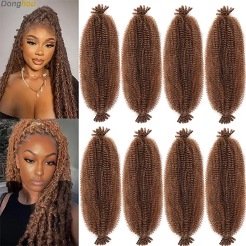 New Springy Afro Twist Hair 24 16 12 Inches Ombre Brown Afro Kinky Twist Hair Extension For Boho Braids Soft Locs Crochet Braids 1