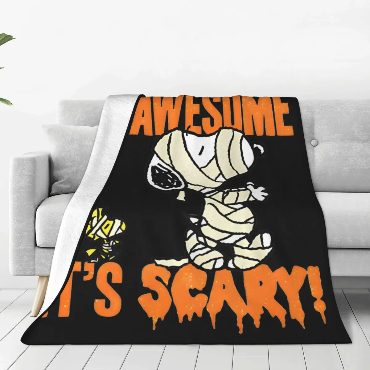 thumbnail image 1 of Mantas de franela con diseño artístico de Peanuts, Charlie Brown, Scream, Snoopy, súper cálidas, para decoración del hogar de niños y niñas, colcha de moda, 1 of 5