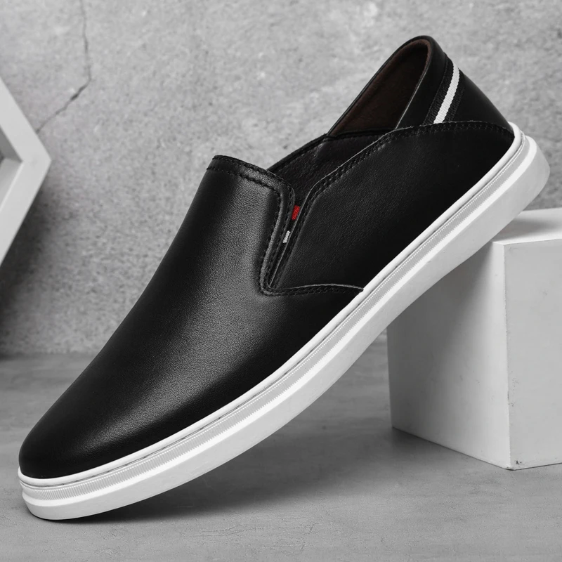 

Designer Genuine Leather Loafers Mens Shoes Breathable Moccasins Shoes Luxury New Casual Summer Shoes White Minimalist For Men