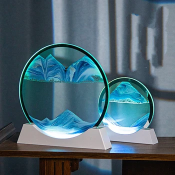 Movendo Arte De Areia com Iluminação LED Quicksand Night Light, Lâmpada De Mesa De Ampulheta 3D, Lâmpadas De Cabeceira, Pintura Em Areia, Decoração Para Casa