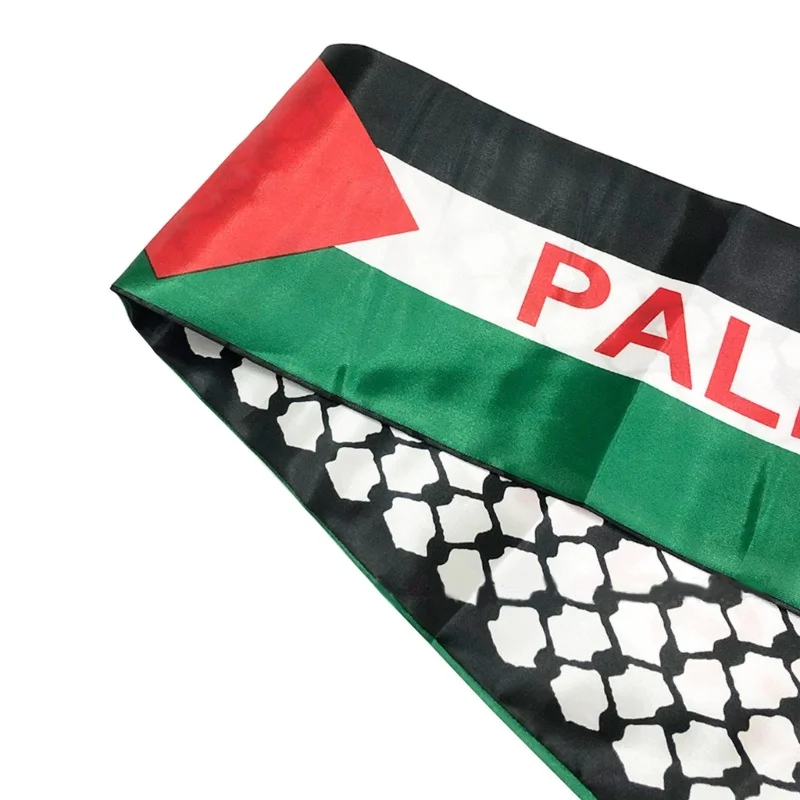 Bandiera Palestina 150x90 Cm Con Sciarpa - Poliestere Resistente Agli Agenti Atmosferici - Con Occhielli Per Esterno - Foto 3