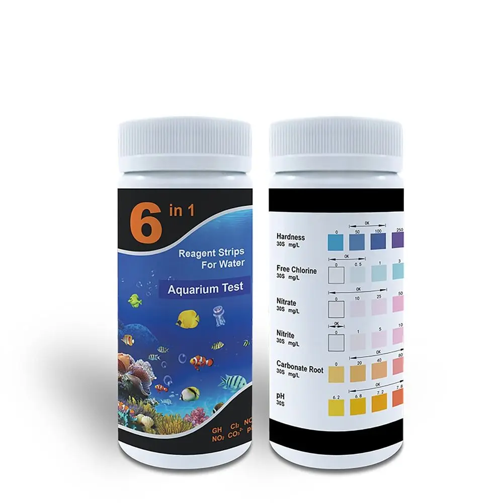 Premium Test Strips 6 in 1 Swimming Pool Aquarium for Total Hardness Total Alkali PH Nitrate Chlorine Nitrite Detector Accessory